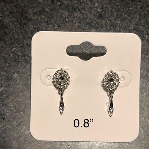 Teardrop Rhinestone Silver-Tone Earrings